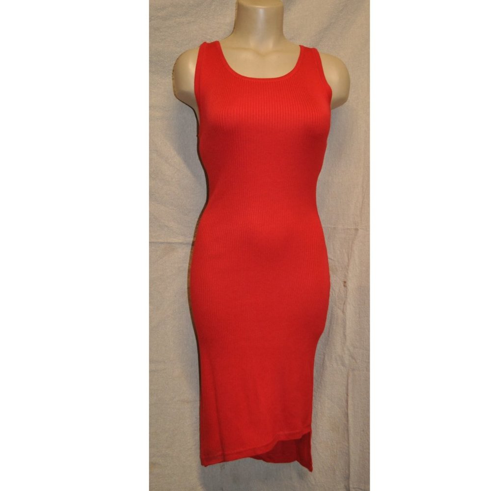 3 for $50 - say what? NWT red slinky tank dress tie up "corset" back sz L (154)